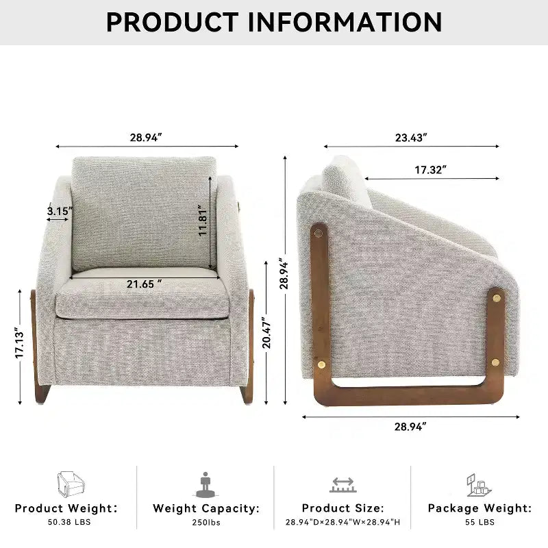 Fauteuil de salon moderne avec assise et dossier garnis de chenille.