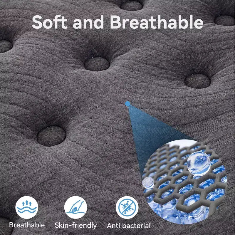 Matelas hybride avec mousse à mémoire de forme au gel et ressorts ensachés individuellement