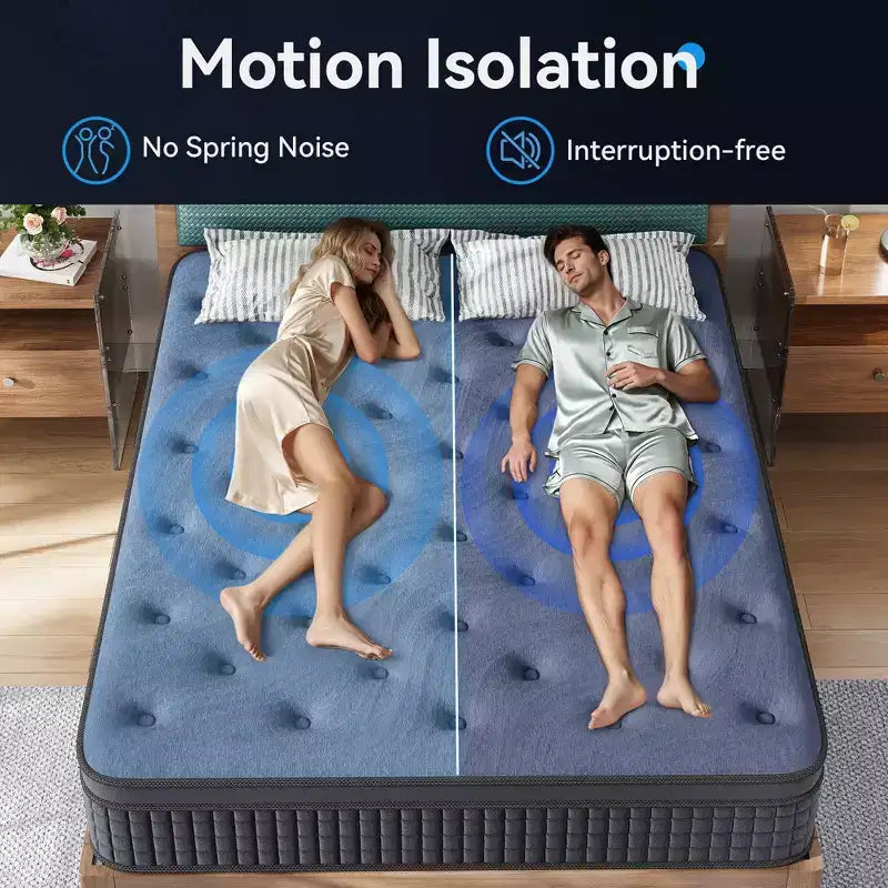 Matelas hybride avec mousse à mémoire de forme au gel et ressorts ensachés individuellement