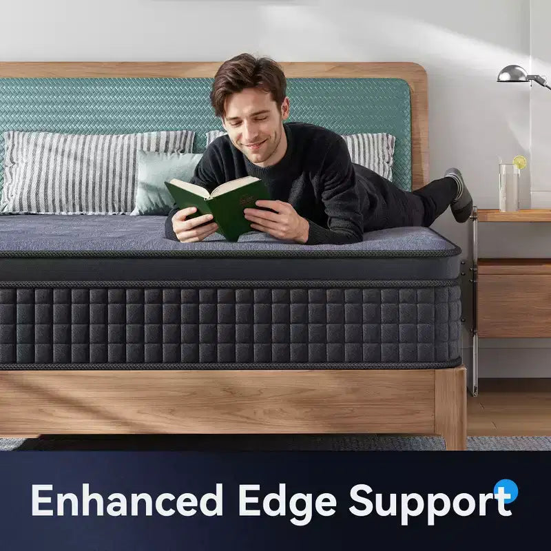 Matelas hybride avec mousse à mémoire de forme au gel et ressorts ensachés individuellement
