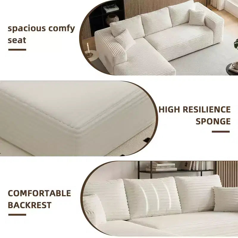 Canapé-lit compressible en velours côtelé