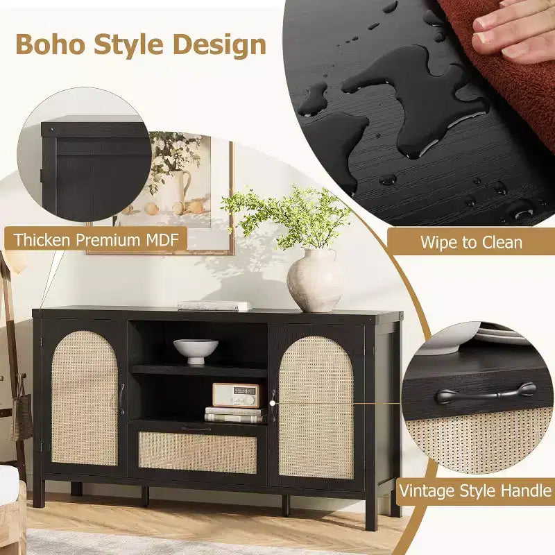 Buffet, style bohème chic campagne noire