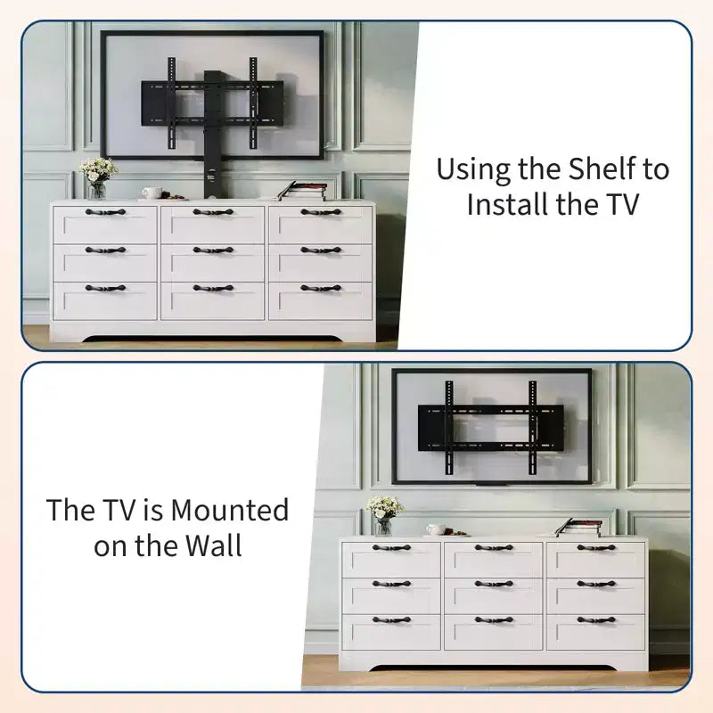 Coiffeuse et meuble TV - fixés au mur
