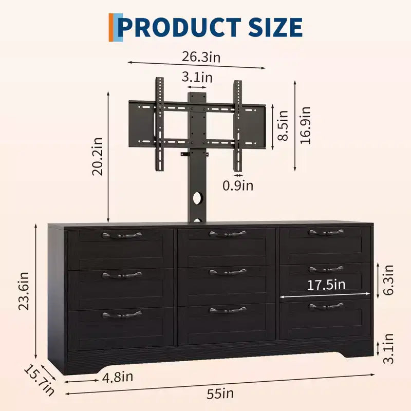 Coiffeuse et meuble TV - fixés au mur