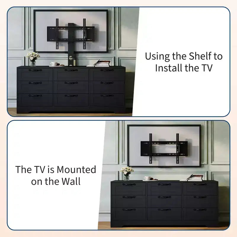 Coiffeuse et meuble TV - fixés au mur