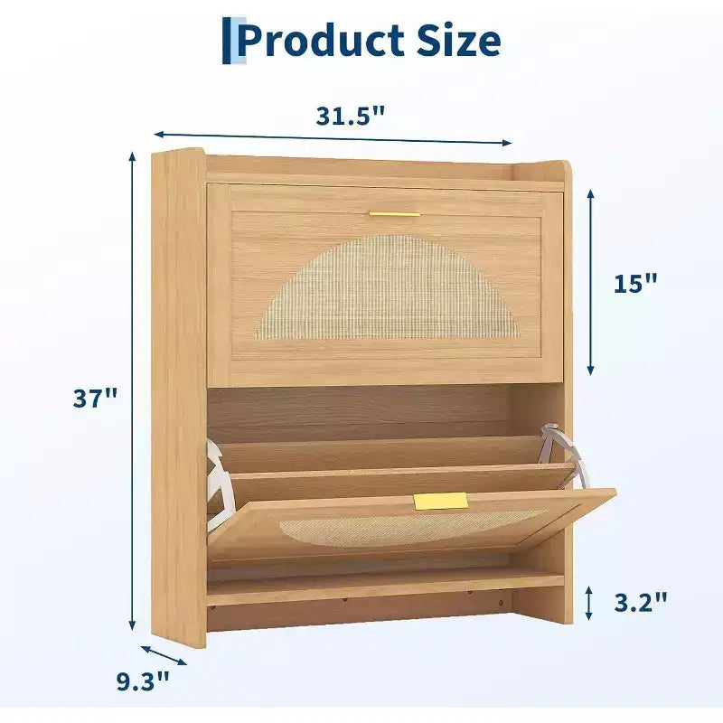 Meuble à chaussures à tiroirs à double abattant – meuble de rangement étroit autoportant