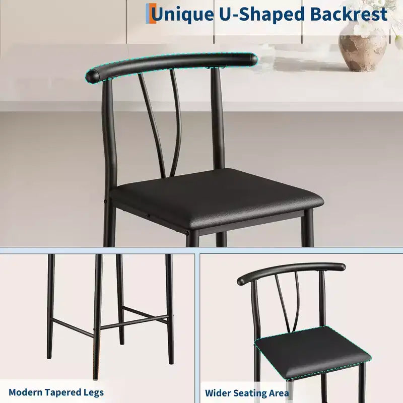 Tabouret de bar noir de 63,5 cm