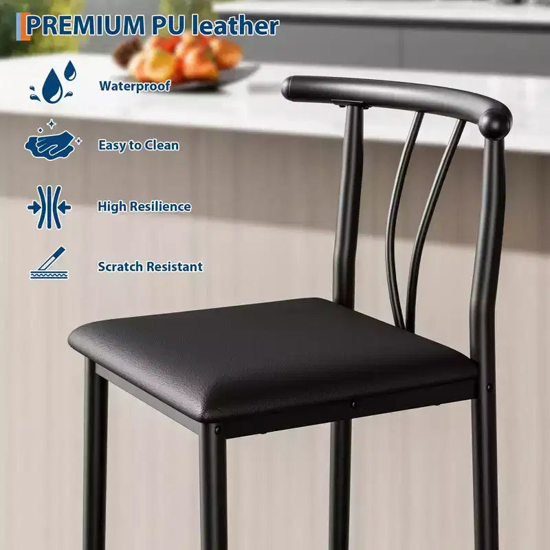 Tabouret de bar noir de 63,5 cm