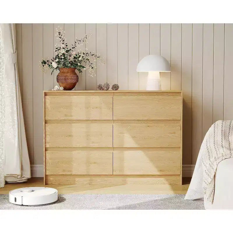 Commode à six tiroirs en bois pour chambre à coucher