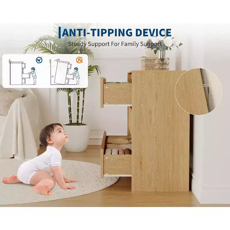 Commode à six tiroirs en bois pour chambre à coucher