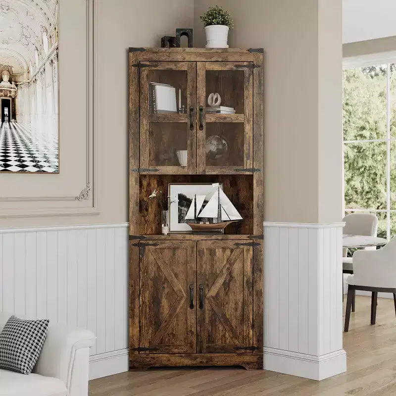 Meuble de rangement d'angle style ferme